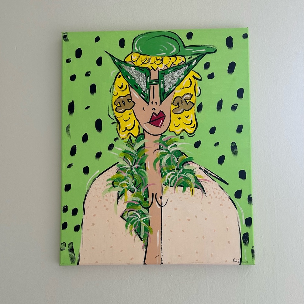 Vibrant Green and Yellow Abstract Art Canvas
